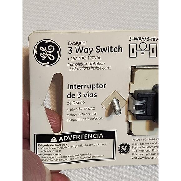 GE 3 Way Switch Light Almond 18270 Pressure Lock Wiring 15A Max 120VAC - Picture 5 of 7